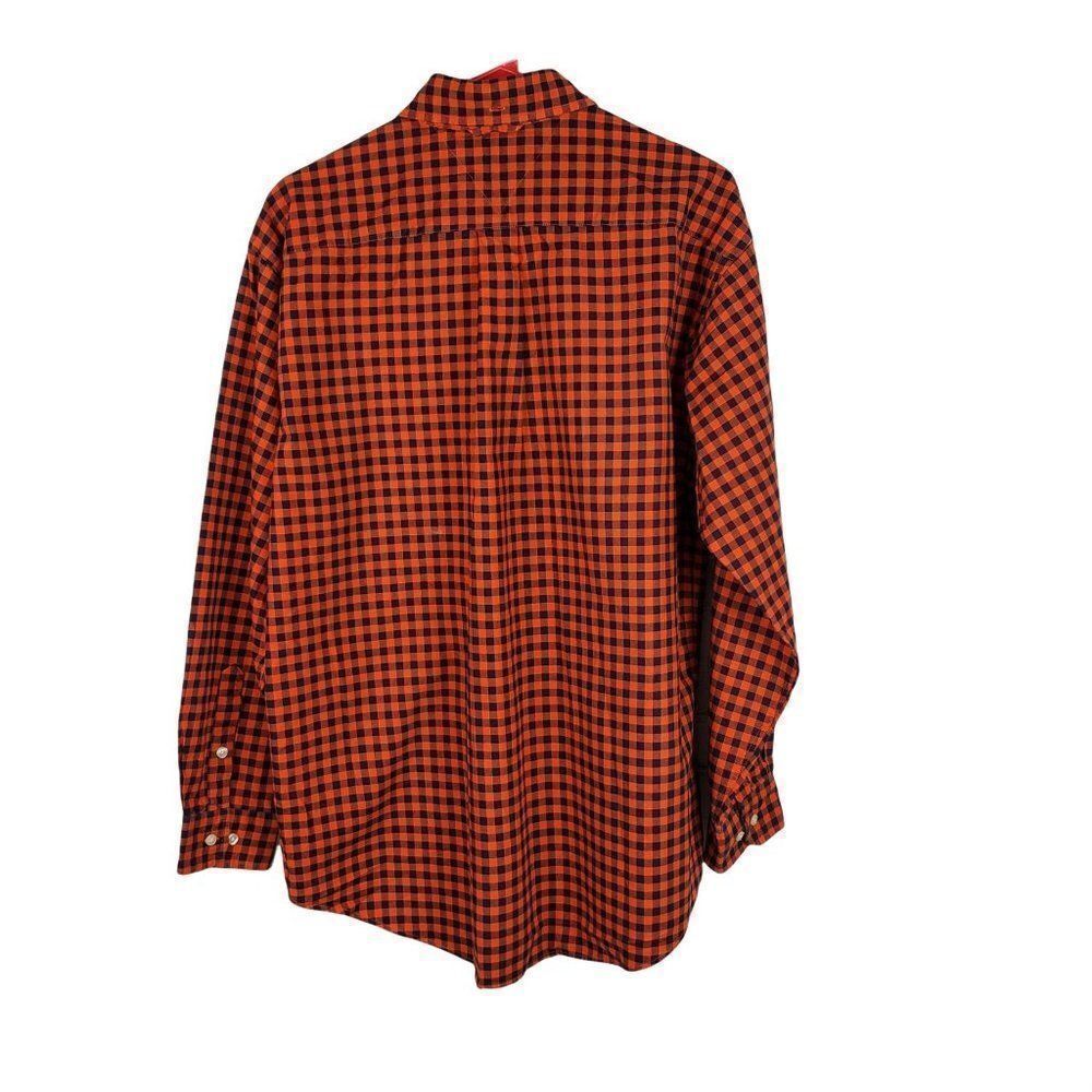 Tommy Hilfiger Button Down Shirt Long Sleeve Orange Blue Check Men's Size M - Picture 6 of 11